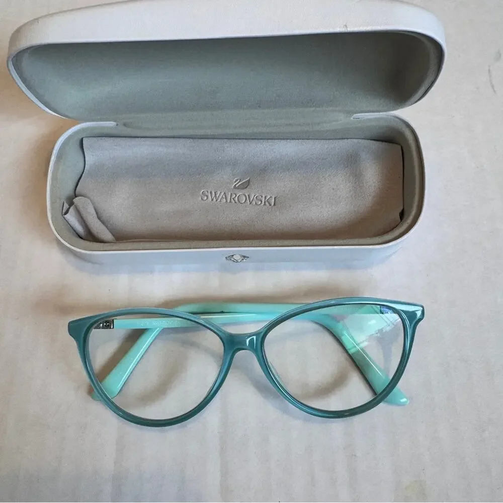 Swarovski Teal Green Glasses Womens SK51363 W/Case Classic Luxury